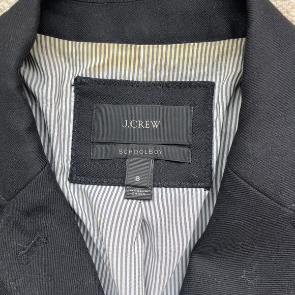 J Crew Schoolboy Blazer Womens 6 Black Wool Preppy Career Jacket Academia - Picture 2 of 9